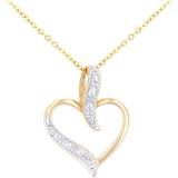 Jewelco London Heart Pendant Necklace - Gold/Diamonds