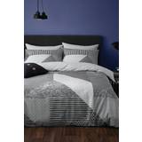 Black Bed Linen Catherine Lansfield Larsson Geo Duvet Cover Black, White, Grey