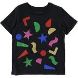 Organic Cotton T-shirts Stella McCartney Kid's Cotton Shape Print T-shirt - Black w Print/Glitter