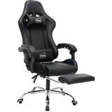Leather Gaming Chairs Neo Leather Gaming Racing Recliner Chair With Footrest - Black