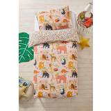 Yellow Bed Set Kid's Room Kids Safari Animal 100% Cotton Reversible Cover