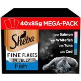 Cats - Wet Food Pets Sheba Fine Flakes Cat Food Pouches Fish Jelly Mega Pack 40x85g