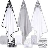The Peanutshell Check 3-pc. Hooded Towel, One Size Black Black One Size