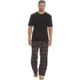 Black - Men Sleepwear Embargo Mens Jersey Short Sleeve Pyjama Set (Black/Red)