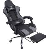 Padded Armrest Gaming Chairs Neo Leather Gaming Racing Recliner Chair With Footrest - Grey