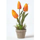 Grey Artificial Plants Homescapes & Red Artificial Tulips Orange Artificial Plant