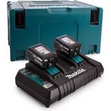 Batteries & Chargers Makita 18V 2 x BL1850B 5.0Ah Batteries, DC18RD Charger & MakPac Case Set