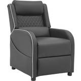 Gaming Racer Recliner Ergonomic Leather Computer Chair Cinema Armchair, Black with Grey Trim