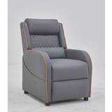 Gaming Racer Recliner Ergonomic Leather Computer Chair Cinema Armchair, Grey with Orange Trim