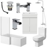 Water Toilets Bathroom Suite Complete LH 1700mm Bath Single Ended Basin Sink Taps Toilet WC