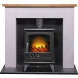 Adam Wood Stoves Adam Chester Stove Suite in Pure White with Aviemore Electric Stove in Black, 39 Inch