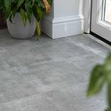 Silvan Floor Tiles Self Adhesive Grey Concrete Vinyl Flooring Kitchen Bathroom 1m²