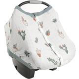 Little Unicorn Prickle Pots Cotton Muslin Car Seat Canopy In White/green White Seat Cover
