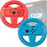 Blue Wheels & Racing Controls steering wheels for nintendo switch joycons and mario kart parties & tournaments twin pack nightrider lights edition (patented design with joycon
