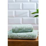 Cotton Towels Fusion Matteo Leaf Jacquard Bath Towel Green