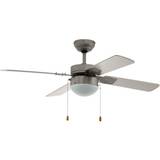 Remote Control Ceiling Fan & Light Satin Nickel & White Shade