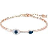 Blue Jewellery Swarovski Symbolic Evil Eye Bangle Bracelet - Rose Gold/Blue/Transparent