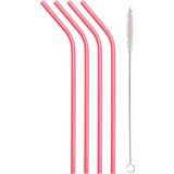 Straws Drink Pink Reusable Metal Straws Set of 4