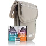 Beige Travel Wallets RFID Neck Wallet The Original Travel Pouch with Adjustable Crossbody Strap + Theft Lost & Found Service BEIGE