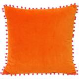 Fabrics Velvet Pom Pom Cushion Fabrics Orange