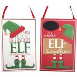 Red Wall Decor Kid's Room Elf Surveillance Plaques Two Designs House Or Childs Name Chalk