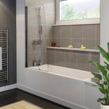 Ceramica 1700x750mm Bathroom Single Ended Straight Bath Shower Screen Front