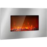 Klarstein Fireplaces Klarstein Lausanne Luxe Electric Fireplace 2000W 2 Heat Settings 90 cm Stainless Steel Silver
