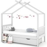 vidaXL Kids Bed Frame with a Drawer Solid Pine Wood 34.3x65.4"