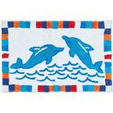 Blue Rugs Kid's Room Homescapes Cotton Tufted Washable Blue Dolphins Rug