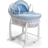 Clair De Lune Waffle White Wicker Moses Basket Rocking Stand