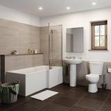 Freestanding Bathtubs Essentials Bathroom Suite with L Shape Shower Bath & Screen