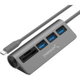 USB-A Memory Card Readers Sabrent 3 Port USB 3.0 Hub with SD/Micro SD Card Reader (HB-U3CR)