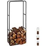 Relaxdays Firewood Rack, Log Stacking Aid, Steel, For In- and Outdoor Use, Wood Pile Shelf, H x W 150 x 60 cm, Anthracite