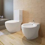 Topdeal Stand Toilet & Bidet Set White Ceramic VDTD14772