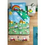 Blue Bed Set Kid's Room Catherine Lansfield Kids Farmyard Animals Reversible Easy Care Duvet Cover