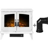 Adam Wood Stoves Adam Woodhouse Electric Stove in Pure White with Angled Stove Pipe in Black