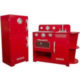 Role Playing Toys Teamson Kids Childrens Large Wooden Play Kitchen Red Toy Cooker 2 Piece TD-11779C Red
