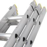 Ladders 45 Rung Aluminium TRIPLE Section Extension Ladders & Stabiliser Feet- 4m 9.9m