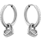 HUGO BOSS Twin-Heart Earrings - Silver/Transparent