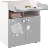 Kidsaw Kudl Kids Changing Board Cupboard with Storage- Teddy Print Grey