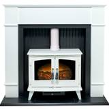 Electric stove suite Adam Oxford Stove Suite in Pure White with Woodhouse White Electric Stove, 48 Inch