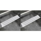 Linear Shower Drain 2 pcs Wave 530x140 mm Stainless Steel VDTD18848 Topdeal