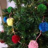 Premier 1.8m Woolly Pink Blue Green Red Yellow Christmas Tree Pom Pom Garland Decoration