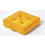 Chair Cushions Homescapes Mustard Rajput Ribbed Cotton Cushion Chair Cushions Yellow