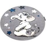 Carpet Petit Elephant Stars Circle Grey Round