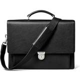 Men Briefcases Aspinal of London Mens Full-Grain Leather Black City Laptop Briefcase