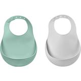 Beaba Pacifiers & Teething Toys Beaba Silikone Bib sæt af 2 lysegrå/alvergrøn