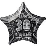 Unique Age 30 Birthday Foil Balloon Black Glitz