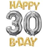 Anagram 87769 30th Happy Birthday Foil Phrase & Number Balloon Gold & Silver