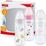 Nuk Baby Bottle Feeding Set Nuk Set med 3 flaskor First Choice ⁺ Temperatur Control 300 ml rosa/vit/beige